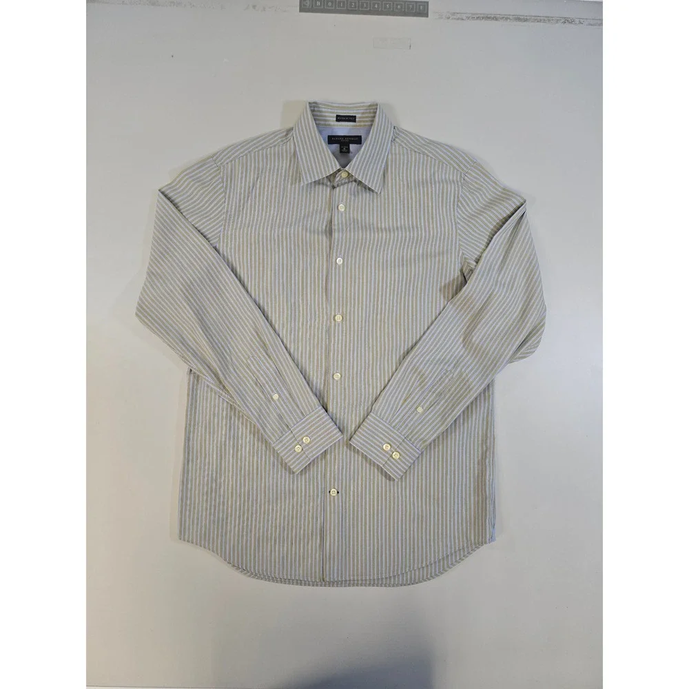 Banana Republic Mens Fitted Striped Button Down Shirt M 15-15.5 Woven in Italy